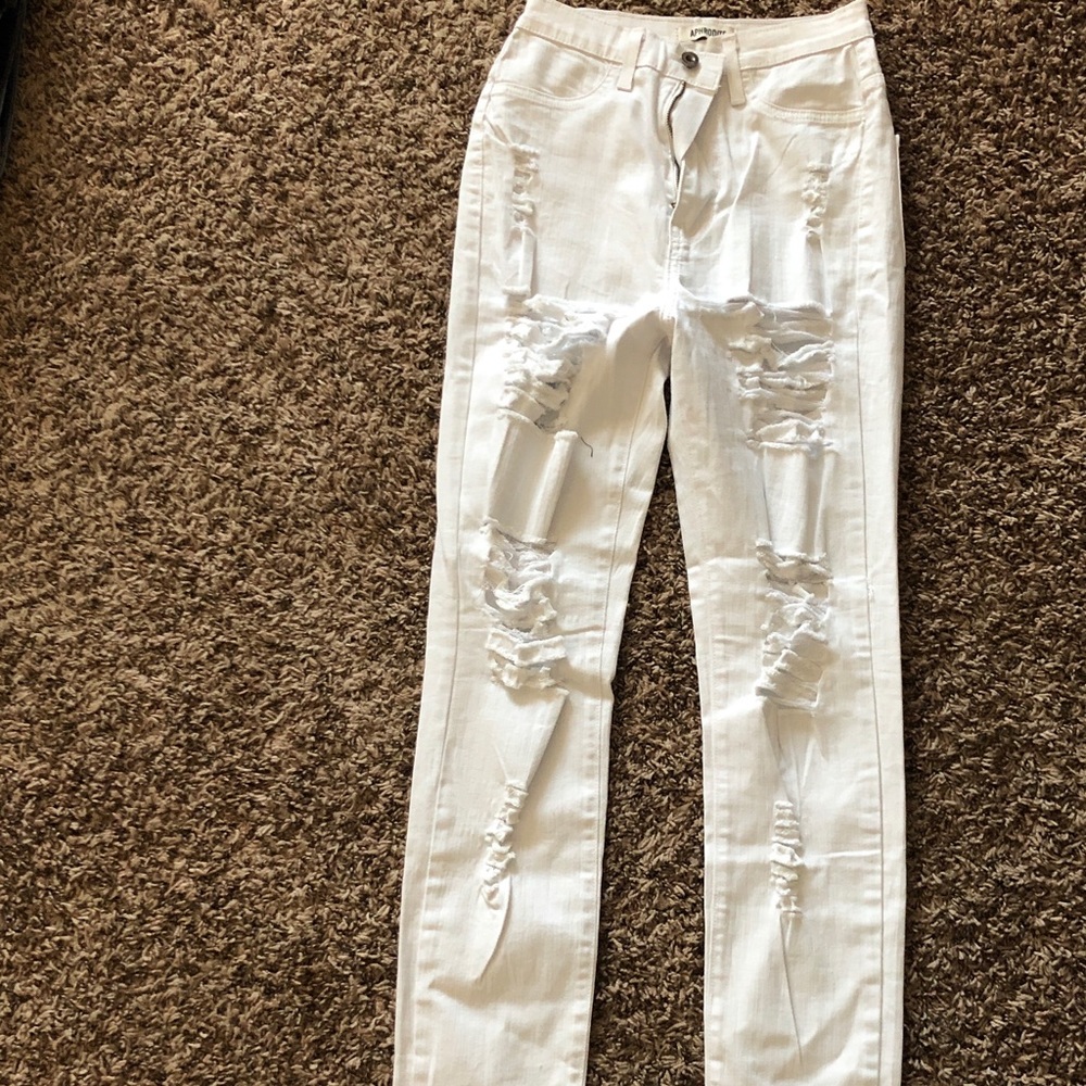 White ripped jeans